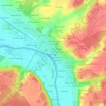 La Gare topographic map, elevation, terrain