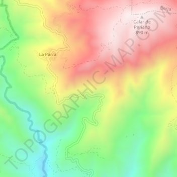 Cueva de la Curva topographic map, elevation, terrain