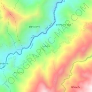 La Sofia topographic map, elevation, terrain