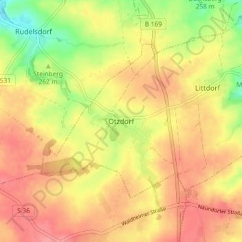 Otzdorf topographic map, elevation, terrain