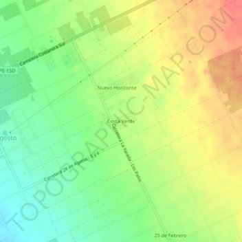 Costa Verde topographic map, elevation, terrain
