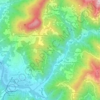 Vaccarezza topographic map, elevation, terrain