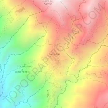 Llanadas topographic map, elevation, terrain