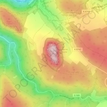 Pfaffenstein topographic map, elevation, terrain