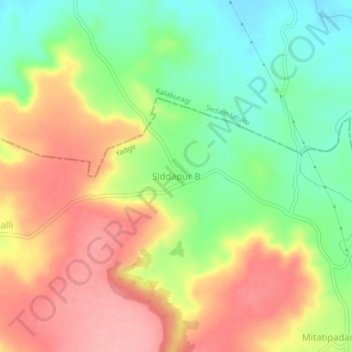 Siddapur B topographic map, elevation, terrain