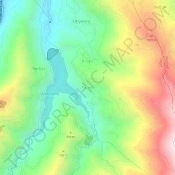 Temelli topographic map, elevation, terrain