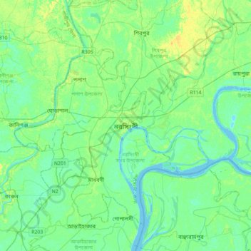Narsingdi topographic map, elevation, terrain