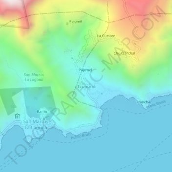 Tzununá topographic map, elevation, terrain