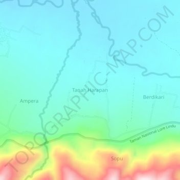 Tanah Harapan topographic map, elevation, terrain
