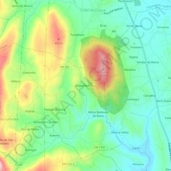 Moita Redonda topographic map, elevation, terrain