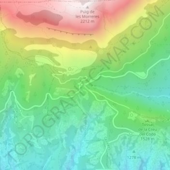 Coll de Jou topographic map, elevation, terrain