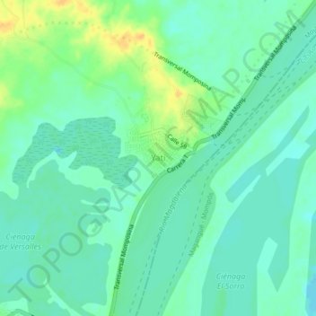 Yatí topographic map, elevation, terrain