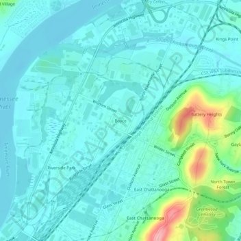 Boyce topographic map, elevation, terrain