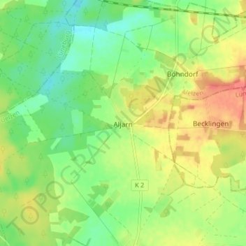 Aljarn topographic map, elevation, terrain