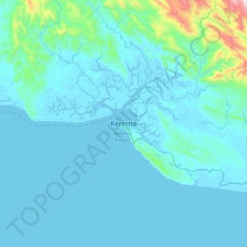 Kerema topographic map, elevation, terrain