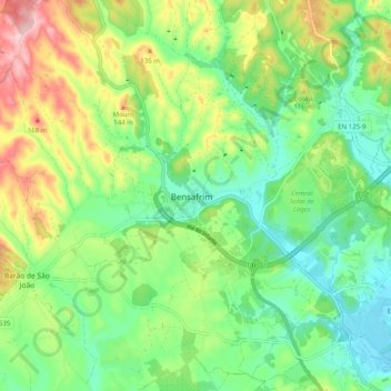 Bensafrim topographic map, elevation, terrain