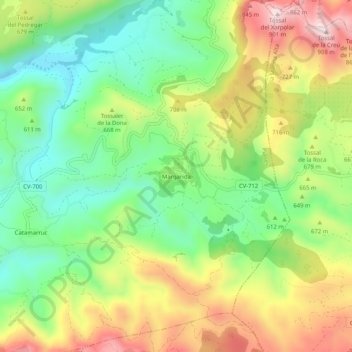 Margarida topographic map, elevation, terrain