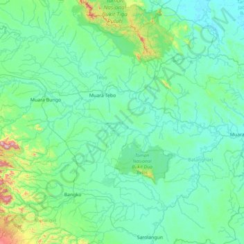 Muara Tabir topographic map, elevation, terrain