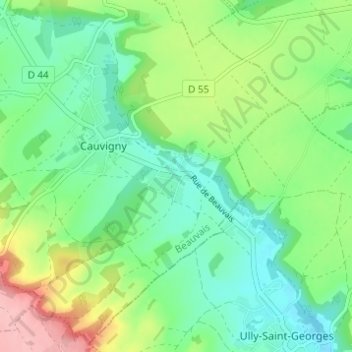 Château Rouge topographic map, elevation, terrain