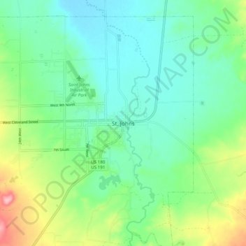 St. Johns topographic map, elevation, terrain