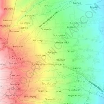 Batujajar topographic map, elevation, terrain