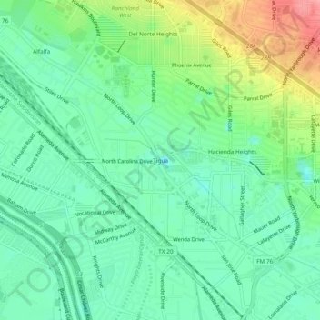 Tigua topographic map, elevation, terrain