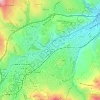Saint-Julien-en-Jarez topographic map, elevation, terrain