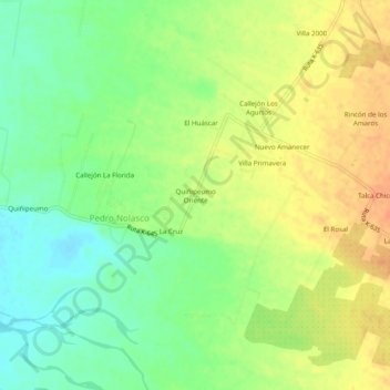 Quiñipeumo Oriente topographic map, elevation, terrain