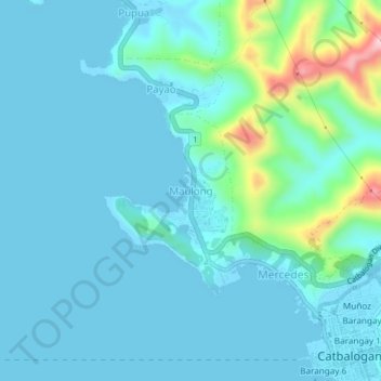 Maulong topographic map, elevation, terrain