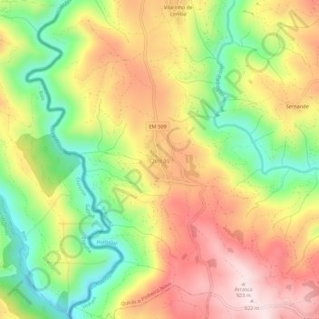 Quirás topographic map, elevation, terrain