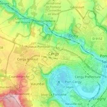 Cergy topographic map, elevation, terrain
