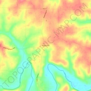 Windyville topographic map, elevation, terrain