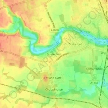 Guide Post topographic map, elevation, terrain