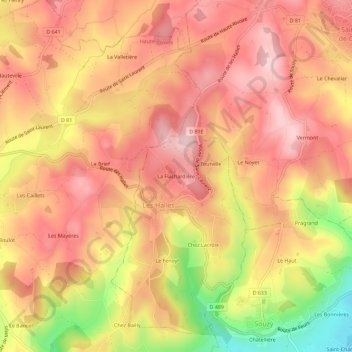 La Flachardière topographic map, elevation, terrain
