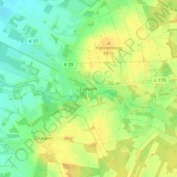 Lünzen topographic map, elevation, terrain
