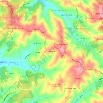 Malinha topographic map, elevation, terrain