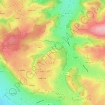 Ehmanns topographic map, elevation, terrain