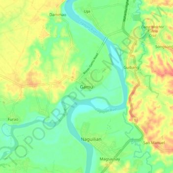 Gamu topographic map, elevation, terrain