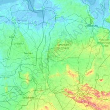 Emsland topographic map, elevation, terrain