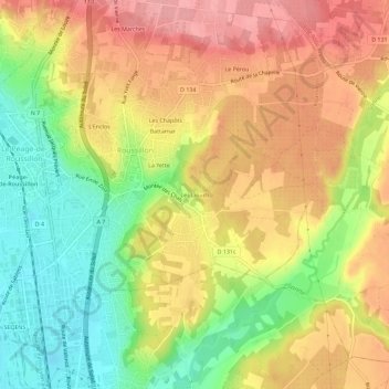 Les Liouds topographic map, elevation, terrain