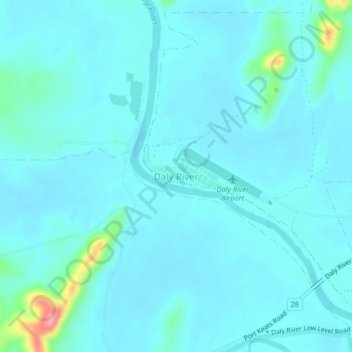 Daly River topographic map, elevation, terrain