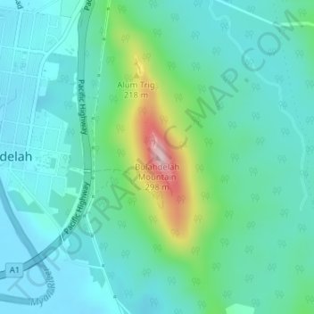 Bulahdelah Mountain topographic map, elevation, terrain