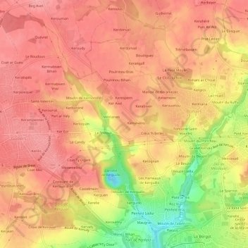 Kerozan topographic map, elevation, terrain