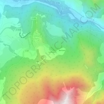 Le Prayet topographic map, elevation, terrain
