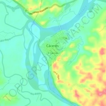 El Carmen topographic map, elevation, terrain