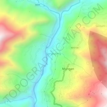 Sangkalang topographic map, elevation, terrain