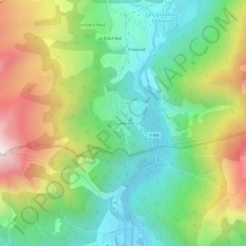 Le Villard topographic map, elevation, terrain