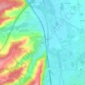 Les Colonnes topographic map, elevation, terrain