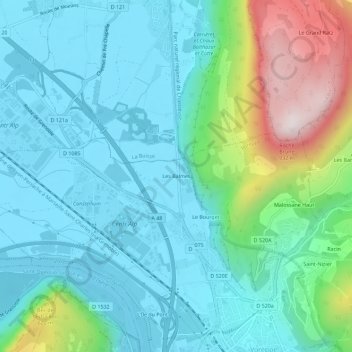 Les Balmes topographic map, elevation, terrain