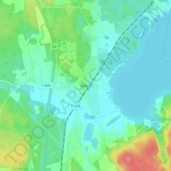 Åsbro topographic map, elevation, terrain